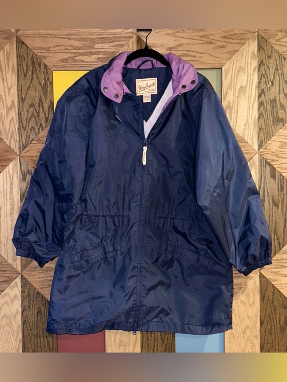 Vintage 80’s Woolrich Lightweight Jacket Blue Outdoor Hiking Rain Coat Sz M